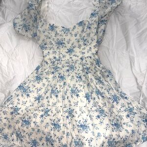 Altar'd State Blue and White Ruffled Tiered Dress